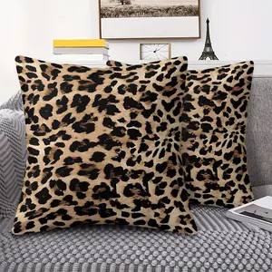 Leopard Print Throw Pillow with Digital Print, 45cm Square Plush with Inner Cushion, Soft Beige and Tan Feline Pattern with Irregular Black Spots, Perfect for Cozy Bedroom & Chic Sofa Decor, Animalistic Texture, Stylish Home Accessories