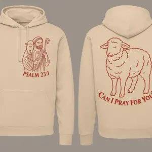 His Sheep Hoodies - Psalm 23:1 Design with Sheep Illustration - Help Spread the Good Word - Comfortable and Inspirational Sweatshirts unisex Tan