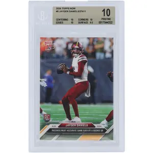 Jayden Daniels Washington Commanders 2024 Topps Now Records Most Accurate Game Ever By A Rookie QB #5 BGS Authenticated 10 Rookie Card - Fanatics Authentic Certified