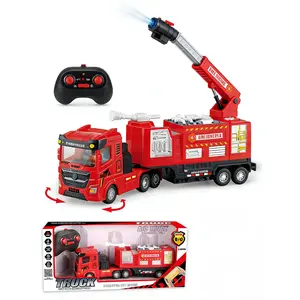 6CH Remote Control Fire Truck Toy, 2.4G RC Fire Engine with Water Cannon, Lights & Sounds, Kids Rescue Vehicle Gift for Boys 3-12 excavator