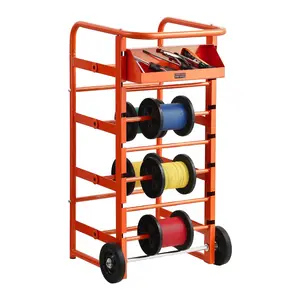 fathersdaygift VEVOR Wire Spool Rack, 11 Rods, Multi-Spool Wire Rack Dispenser, Cable Caddy with Wheels, Cable Holder with Storage Tray for Wiring Storage, for Electrical, Industrial Retail Use, Working Efficiency