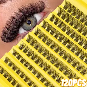 120pcs Eyelash Cluster Kit, D Curl Luxurious Puffy Volume Dramatic Fake Mink Lashes Reusable, Suitable for Light Heavy Makeup Daily Use, Eyelash Extensions
