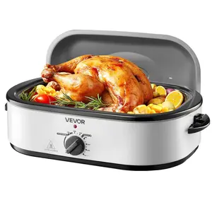 【Father's Day】VEVOR Roaster Oven, 18QT Electric Roaster Oven, 150-450℉ Adjustable Temperature Electric Roasting Pan, Multifunctional Electric Roasters Oven with Self-Basting Lid, Removable Pan and Rack for Holiday