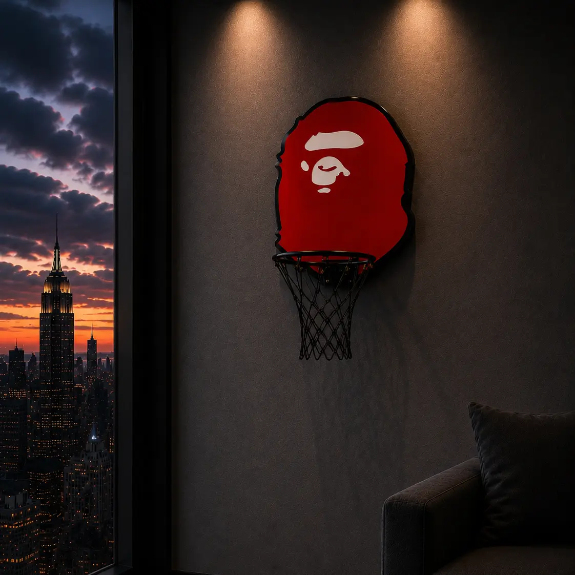 Ape head Frameless Graphic Print Wall Art - Mini Hoop Hangable Home Decor, Ideal Gift for Living Room Enthusiasts