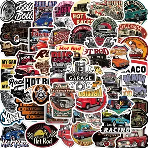 Vintage Car Sticker, 50pcs/set Car Decal Sticker, DIY Decorative Sticker for Luggage Skateboard Motorcycle Refrigerator Notebook, Motorcycle Stickers