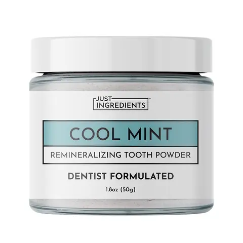 Just Ingredients Cool Mint Remineralizing Tooth Powder – Fluoride-Free Oral Care – Helps Revitalize Enamel, Kill Bad Bacteria, and Reduce Plaque Buildup – Vegan, Non-GMO, Made with Real Ingredients