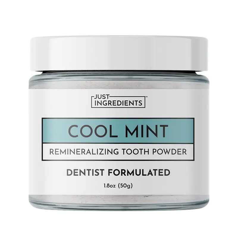 Just Ingredients Cool Mint Remineralizing Tooth Powder – Fluoride-Free Oral Care – Helps Revitalize Enamel, Kill Bad Bacteria, and Reduce Plaque Buildup – Vegan, Non-GMO, Made with Real Ingredients