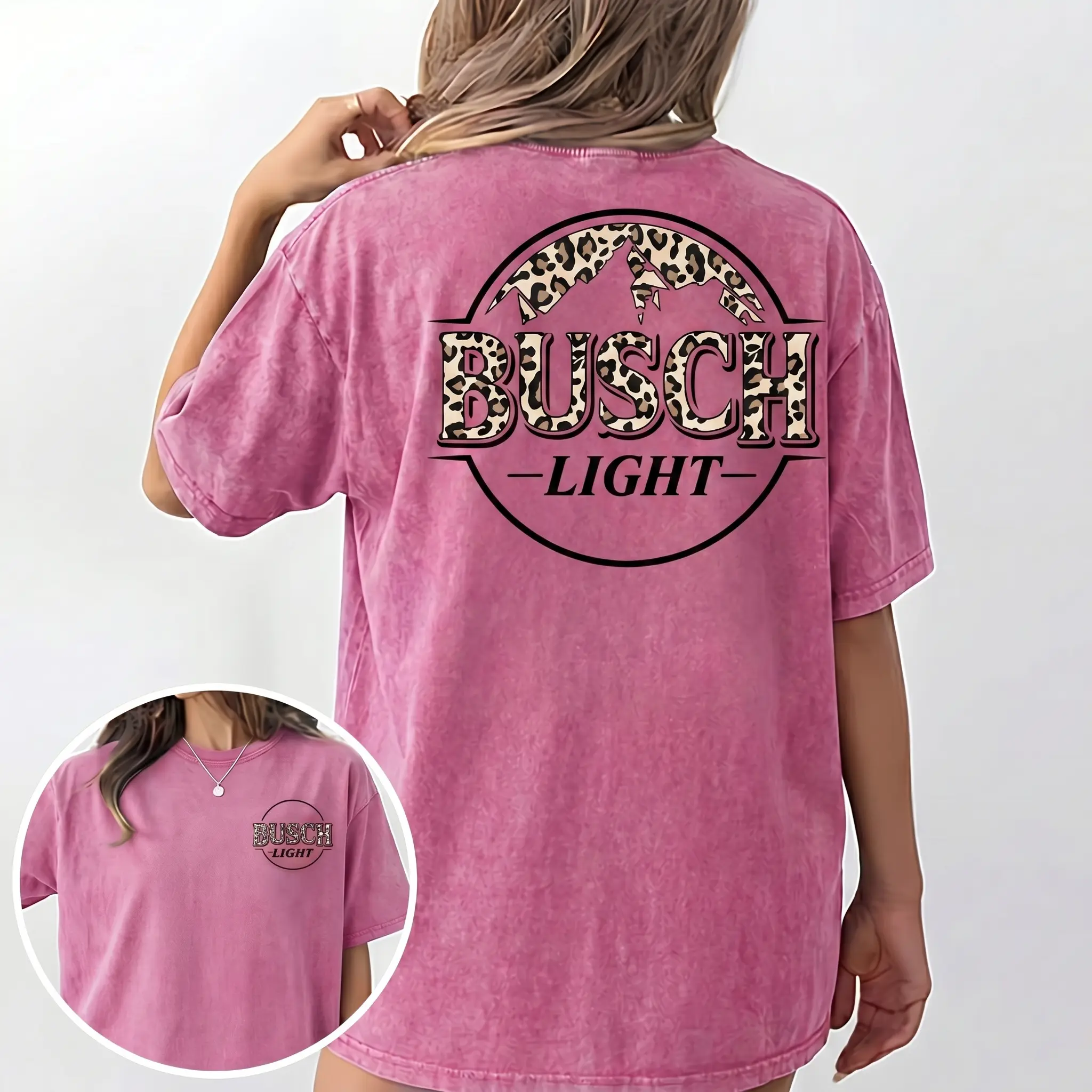 Washed Vintage Leopard Print T-Shirt |   Dual-Sided Stylish Statement Piece