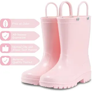 Toddler Rain Boots,Waterproof Kids Rain Boots with Easy-on Handles for Boys and Girls
