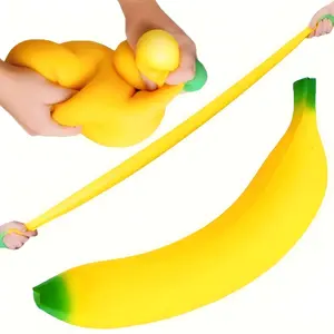 Giant Stretch Banana Squishy Toy - Super Soft Stress Relief Fidget Toy Moldable Sensory Anxiety Relief for Kids & Adults Perfect Easter Basket & Christmas Stocking Birthday Gifts