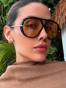 New Fashion Retro Large Frame Glasses, Classic Double Bridge Design, Unisex Street Style Daily Wear Decorative Eyewear