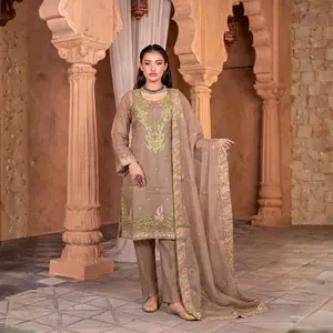 RA-41 Luxury 3 Piece Embroidered Organza Suit Elegant Pakistani Party Wear