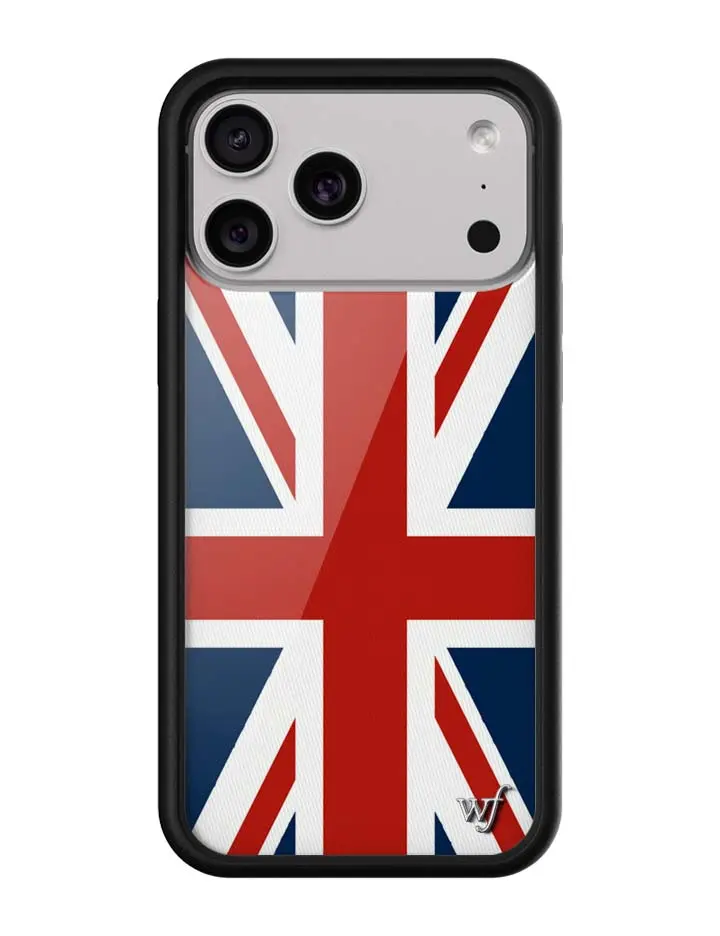 Union Jack | Limited Edition Trendy iPhone Case | Raised Protective Black Bumper | Women Owned Small Business | Cute Red White Blue Flag Aesthetic Design | Safety Casing Protective | Gift for Her