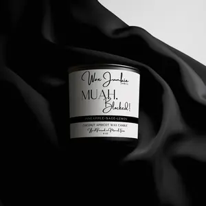 Wax Junkie Muah Blocked Triple Scented Candle Pineapple Sage Lemon Coconut Apricot Wax 8 oz Mood Boosting Self Care Scented Candle