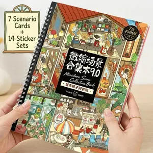 TILADO 3D DIY Micro Scene Stickers Book 9.0, Sticker Sheets, 21pcs,Landscape Stickers and Cartoon House Theme Planner,Develop hands-on ability, logical thinking, and patience.