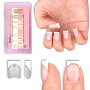 NOVO OVO White French Tip Nail Tips, Pre-Painted Short Square Half Cover Soak-Off Soft Gel Press on Nails for DIY Acrylic Extensions, 224 Pcs, 16 Sizes, Diy Fake Nails, Beauty Products