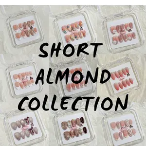 NailHaven| Short Almond Shape Collection - 10 Pcs Handmade Press-On Nails, Cute Acrylic Nails, High Quality, Reusable, Nail Art & Nail Charms