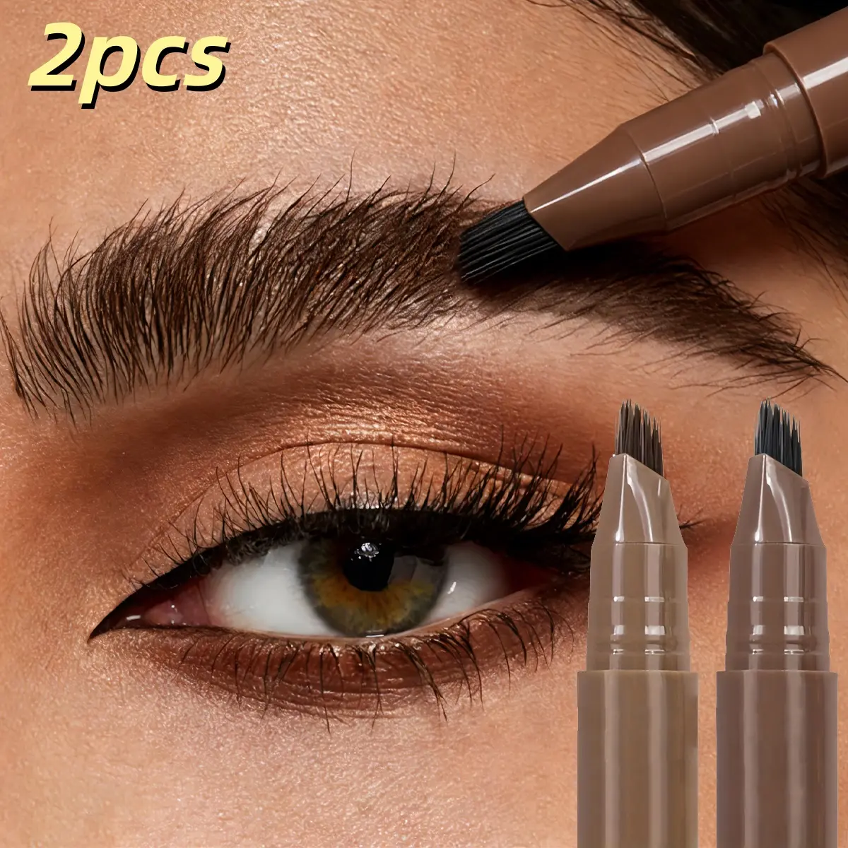 2Pcs Multi Fork Eyebrow Pencil Long Lasting Makeup Waterproof Sweatproof Eyebrow Pens Smooth No Clumping Non Fading Natural Wild Eyebrow Easy To Use Cosmetic DealsForYouDays