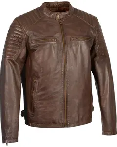 Milwaukee Leather Men's Quilted Shoulders Snap Collar Jacket 4X - Sfm1840-Broken Brown-4X