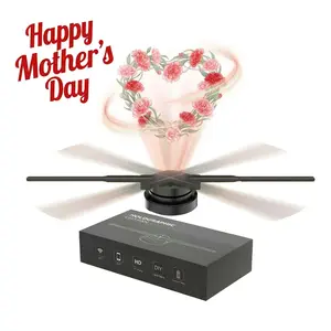 3D Hologram Projection Light 3D Hologram Display Fan Two Blades 42cm User-Friendly Plug and Play Holographic Advertising Show LED Lights Easy Wall Mount Decorations & Parties Gift for Mother's Day
