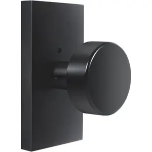 Modern Matte Black Privacy Interior Door Knobs with Lock, Rectangle Door Handles for Bathroom Bedroom