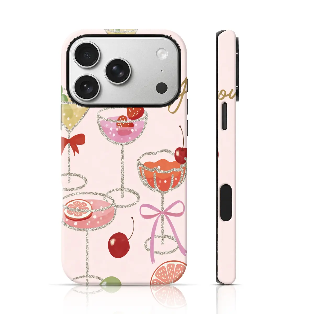 Glitter Cocktail Party Aesthetic Design Aesthetic Phone Case TPU for iPhone 17 Pro Max/16 Pro Max /15Pro Max 15/14/13/12 & Samsung S26 /S25Ultra Tiktok Hot Selling