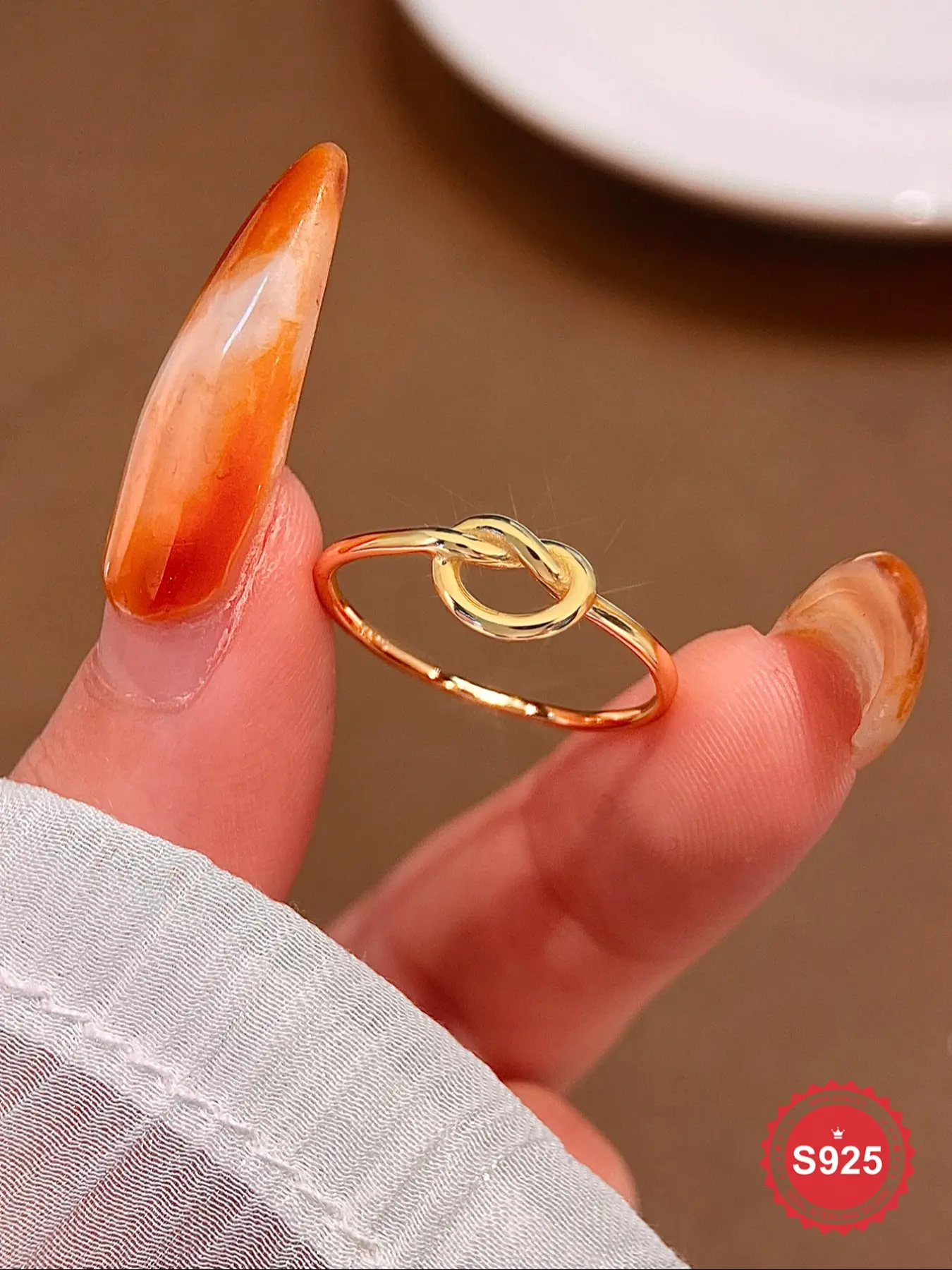 S925 Sterling Silver Simple Knotted Design Twilight Ring, Fashion Accessories for Women & Girls, Trendy All-match & Exquisite Jewelry for Birthday Gift