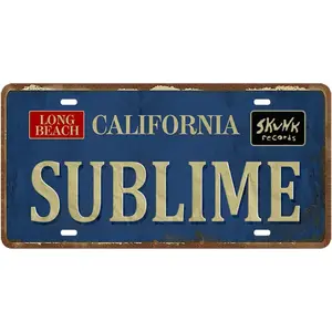 Vintage Metal Tin Sign, California Sign Funny Street Signs Long Beach Hippie Room Decor For Home Cafe Bar Pub, Car Vehicle License Plate Souvenir Wall Decor