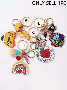 Teacher Appreciation Acrylic Keychain, Trendy Cute Keychain, Cute Cartoon Character Design, Perfect Gift for Graduation Season, Classic College Style Car & Bag Accessory