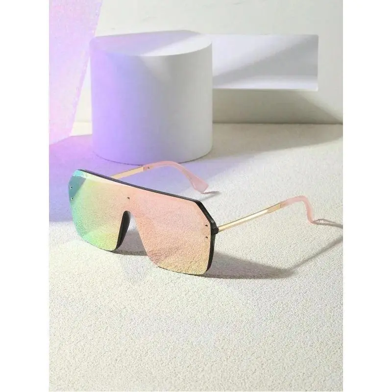 1 Pair Unisex Vintage One‑Piece Lens Sunglasses, Versatile Modern Trendy Eyewear, Ultra‑Thin Lightweight UV400 Protection Casual Shades for Outdoor Daily Driving Beach Fashion Accessories