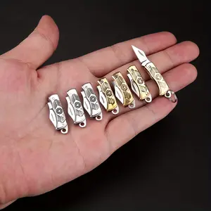 Mini Copper Folding Knife Portable Pocket Knife for Opening Packages Daily Cutting, Compact Handheld Tool, Ideal for Travel Use, Portable Multipurpose Knives