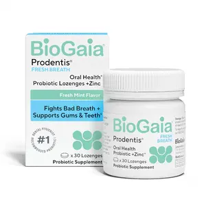 BioGaia Prodentis Fresh Breath | Oral Probiotics + Zinc | Fights Bad Breath & Halitosis | Boosts Fresh Breath | Promotes Healthy Gums & Teeth | Fresh Mint Flavor | 30 Dental Probiotic Lozenges