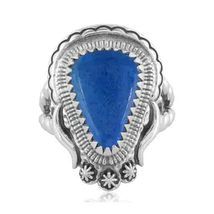 American West Sterling Silver Gemstone Split Shank Rope Ring