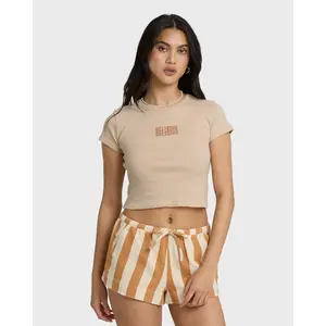 billabong Women's Triple-Stacked Short-Sleeve T-Shirt - Oatmeal