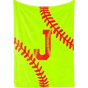 Softball Letter A-Z Blanket, Softball Gifts, Initial 300gsm Flannel Throw Blankets  Softball Gifts for Girls Women Team Players Coach Unique Gifts for Sports Lovers, Soft Flannel Blankets for Bed Travel Sofa Living Room Decoration GiftsAir blanket