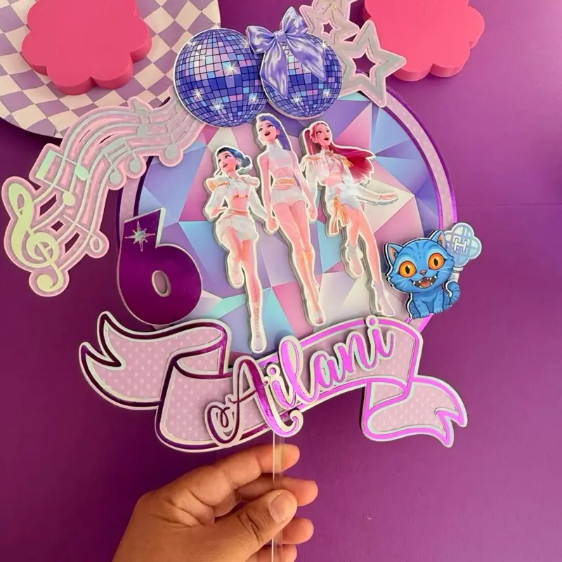 Purple Kpop Baking Cake Topper