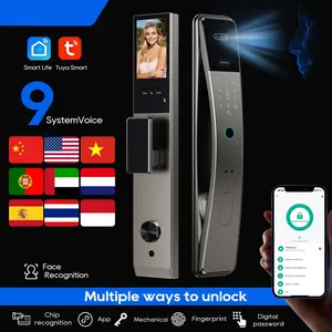 Tuya 3D Face Recognition Smart Door Lock Touch Control Panel Security Camera Monitor Intelligent Fingerprint Password Electronic Key Unlock