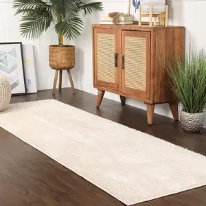 Indoor Large Shag Area Rug with Non-Skid Foam Backing,-Soft and Shaggy Rugs for Living Room, Bedroom, Office, Dining, Home, California, Ivory, 2' 7" X 8'