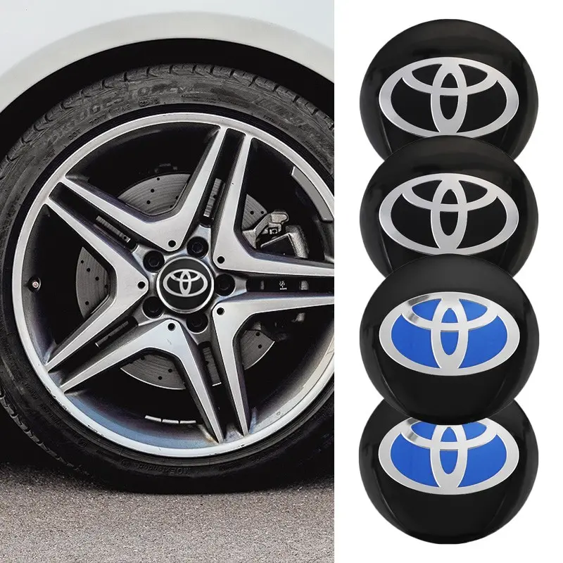 4Pcs 56mm Car Wheel Hub Decal Stickers Rim Decals Decorative Accessories Decal Automotive Decals For Cars For Toyota 86 Mirai Supra Prado Alphard Crown Vellfire Sequoia Venza Avalon Prius Camry Yaris RAV4 Highlander Sienna Reiz Auris Harrier Fortuner CHR