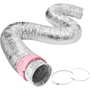 VEVOR 10 Inch Insulated Flexible Duct R-6.0,25 Feet Long with 2 Duct Clamps, Heavy-Duty Three Layer Protection Air Ducting Hose for HVAC Heating Cooling Ventilation and Exhaust Ductwork Insulation