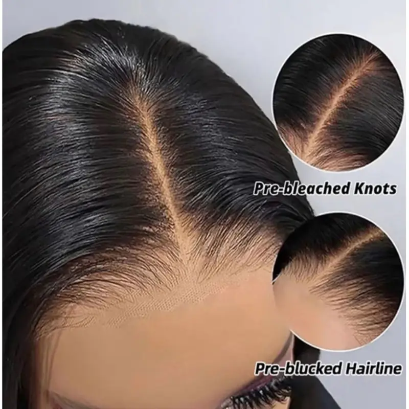 20-Inch 100% Human Hair Straight Lace Front Wig - Natural Black, One Size, for Everyday Use