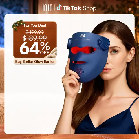 INIA GLOW 940 nm 4D LED Mask – Dual NIR 940 + 850 nm Deep Penetration for Deeper Repair, Red Light Therapy Mask for Visible Lift & Lasting Radiance, 4D Fit for Jawline Lift & Firm, Cooling Therapy, Wireless Comfort, Fall Beauty Gift for Women