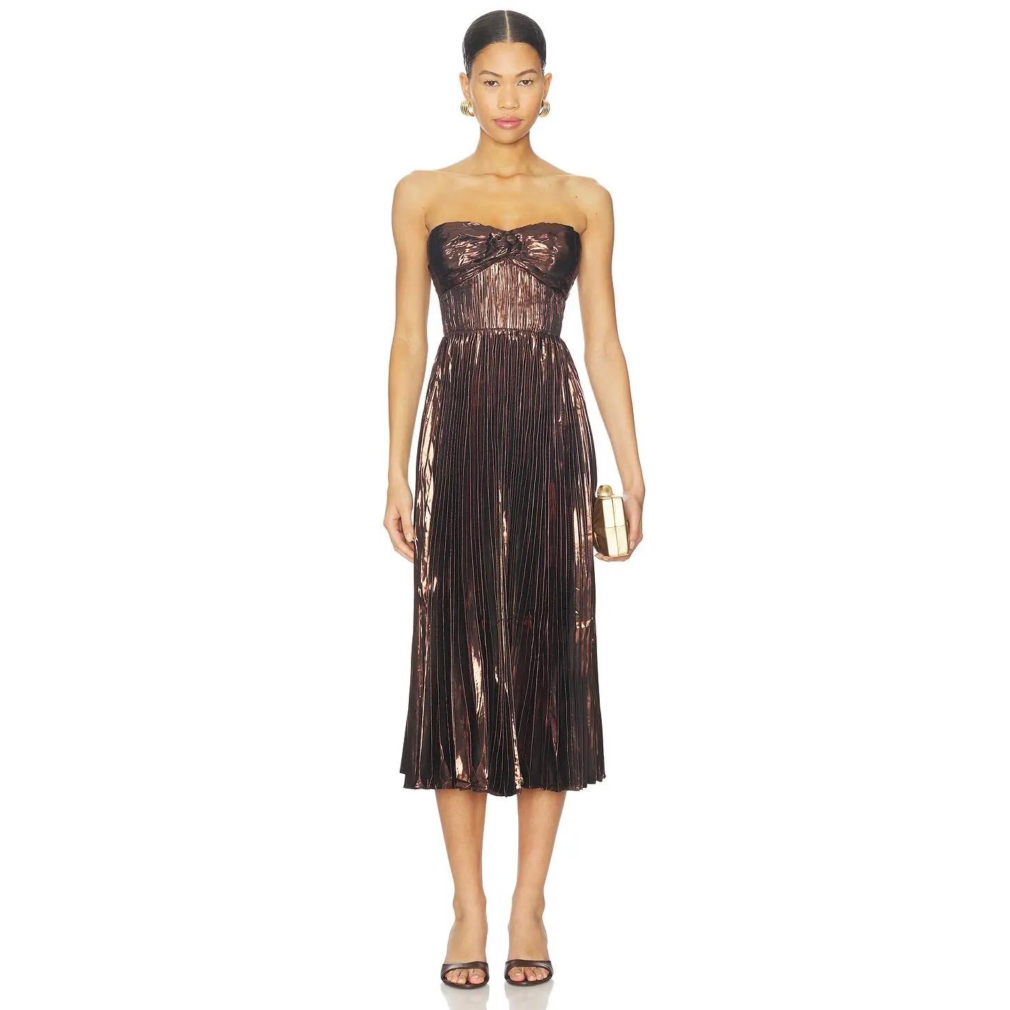 ASTR the Label Ascella Dress in Metallic Brown