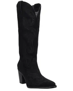 Dingo Women's Women'S Evita Tall Suede Western Boot Snip Toe - Di2253-Blk