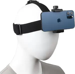 Head-Mounted Mobile Phone Holder,First-Person View Video Outdoor Live Shooting Bracket with Phone Clip(4"-7") for iPhone Samsung Smartphones and GoPro Insta360 Sony DJI Action Camera Head Mount Strap Landscape Cellphone
