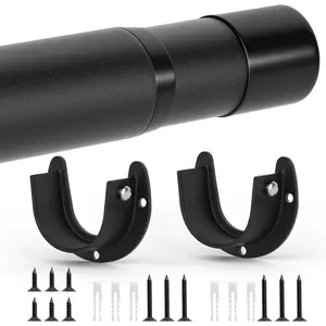 Heavy Duty Adjustable Closet Rods for Hanging Clothes 17 to 53 Inch 1.3 Inch Diameter Matte Black for Wardrobes Closet Bathroom Windows