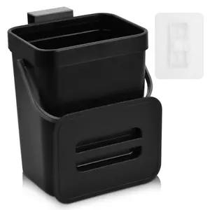 1pc Small Kitchen Compost Bin, Plastic 101.44oz Organic Waste Bin, Food Waste Bin, Hanging Small Countertop Bin With Handle And Lid, 2.44 * 2.01 * 3.15inch Hanging Trash Can, Home Organization And Storage Supplies, Kitchen Accessories