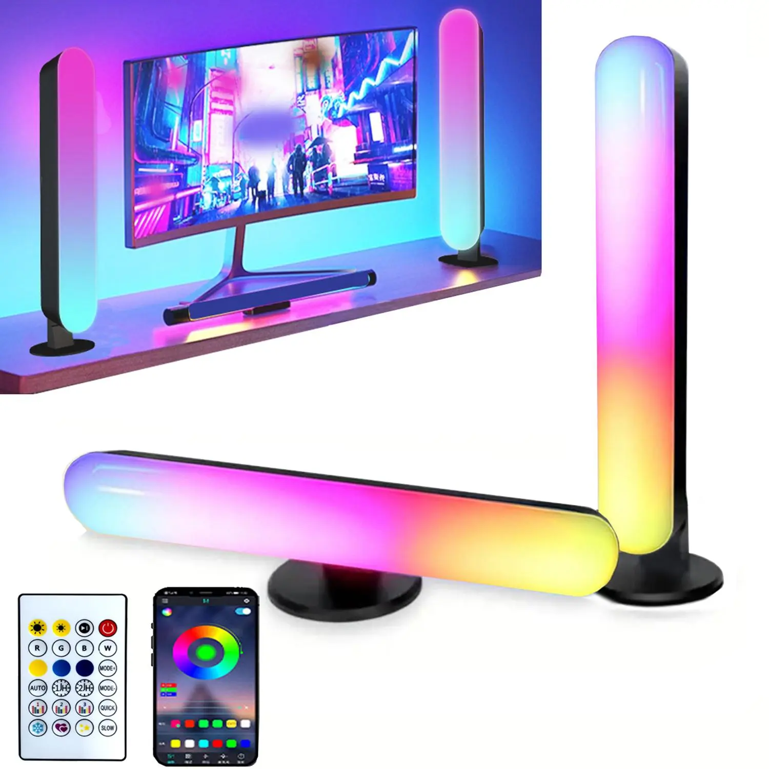 RGB Color Changing Desktop Atmosphere Light, APP & Remote Control LED Light, Music Sync LED Lights for Home Living Room Bedroom Decor, Multifunctional Ambient Lights, Adjustable Rgb Lighting, Rgb Light Effect