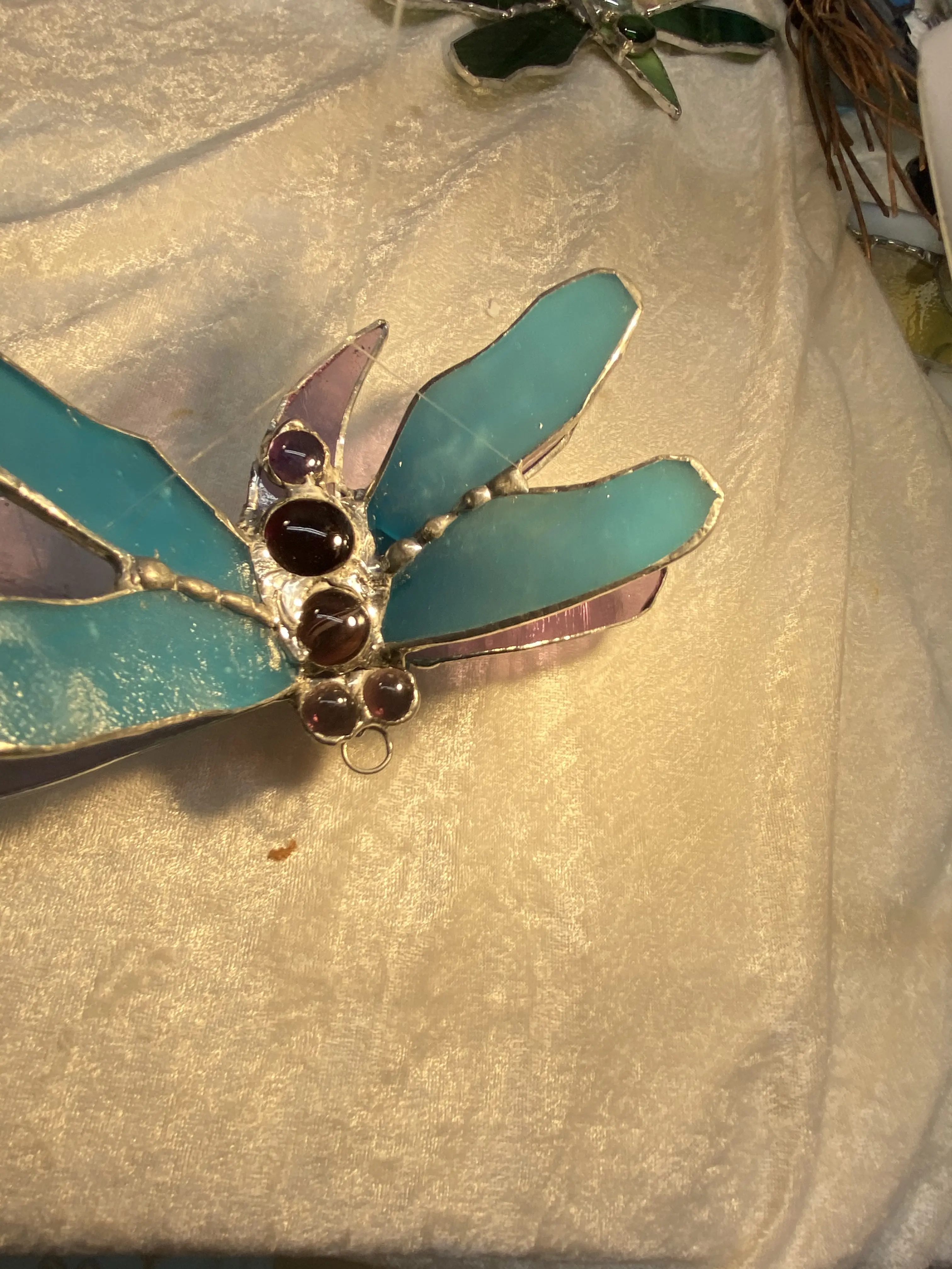 Small double winged 3-d dragonfly, stained glass