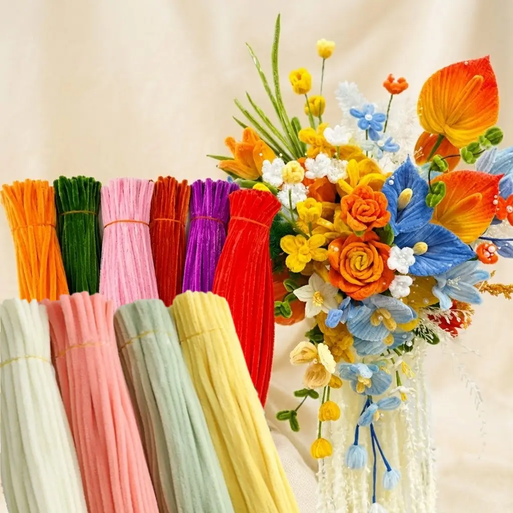 1,300-Piece Craft Pipe CleanersBulk Set , 20 Assorted Colors of Chenille Stems, 12 inches × 8 mm, for DIY Art & Craft Projects